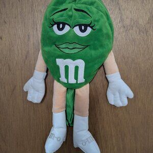 Green M&M's Girl BackPack Plush Bag Purse With White Boots MnM Candy Chocolate